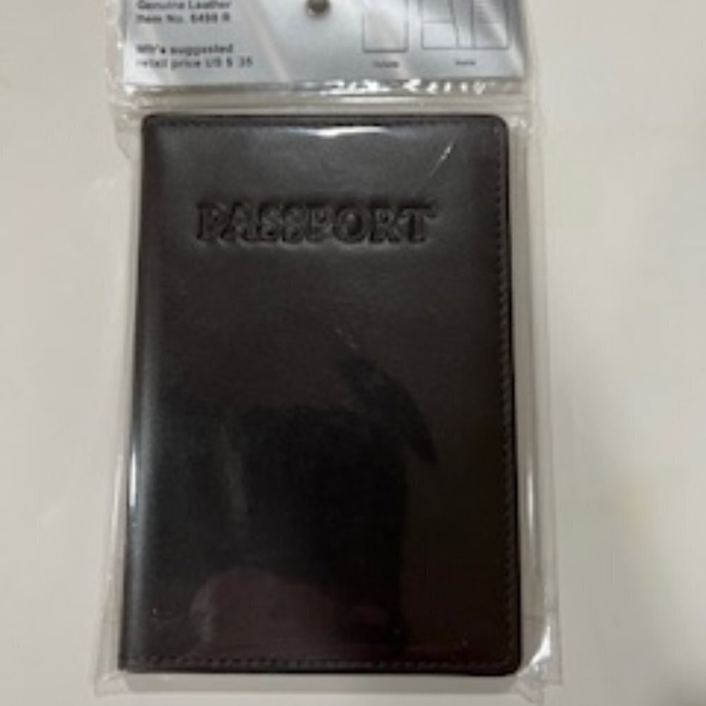 Winn International Passport Holder Case Cowhide Napa Leather Black